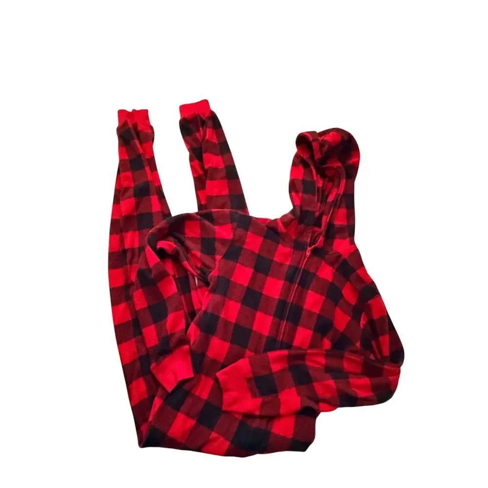 Gap Kids Cozy Microfleece Buffalo Plaid Hooded Union Suit